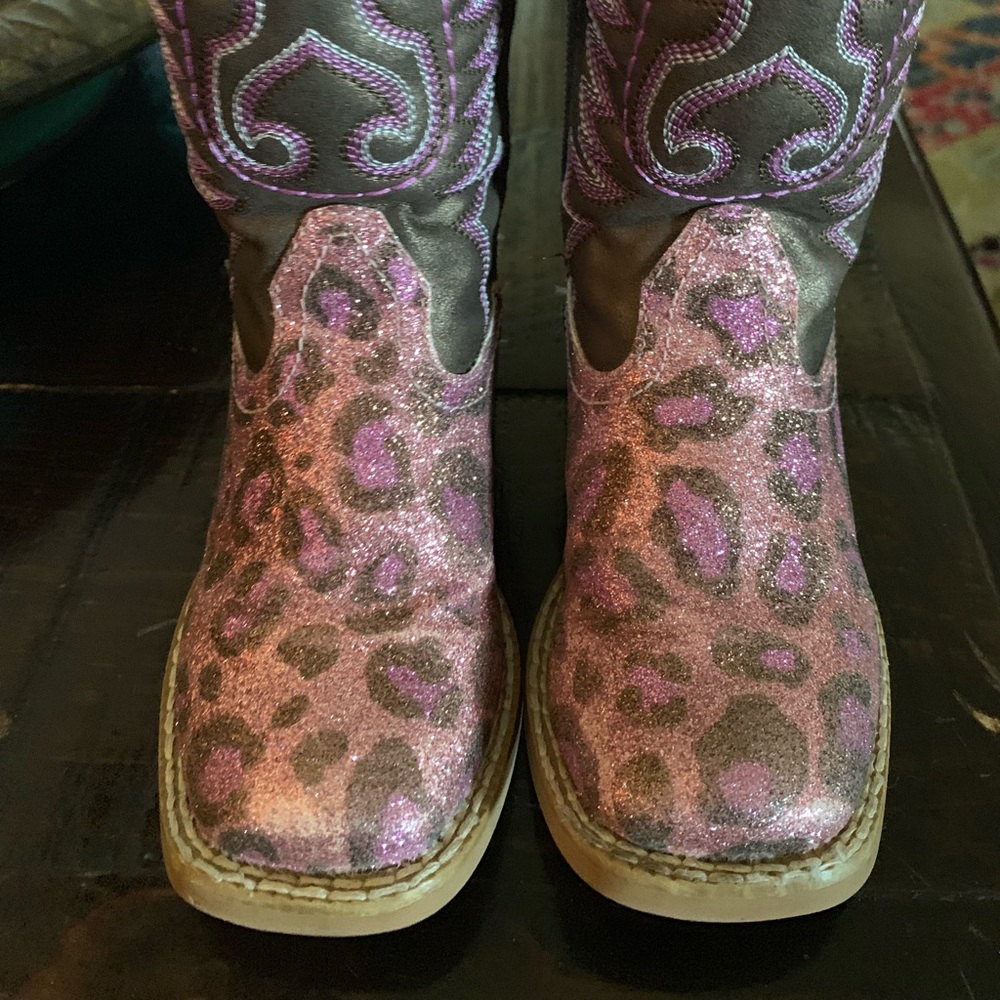 Toddler Roper Pink & Purple Leopard Boots Sz 7